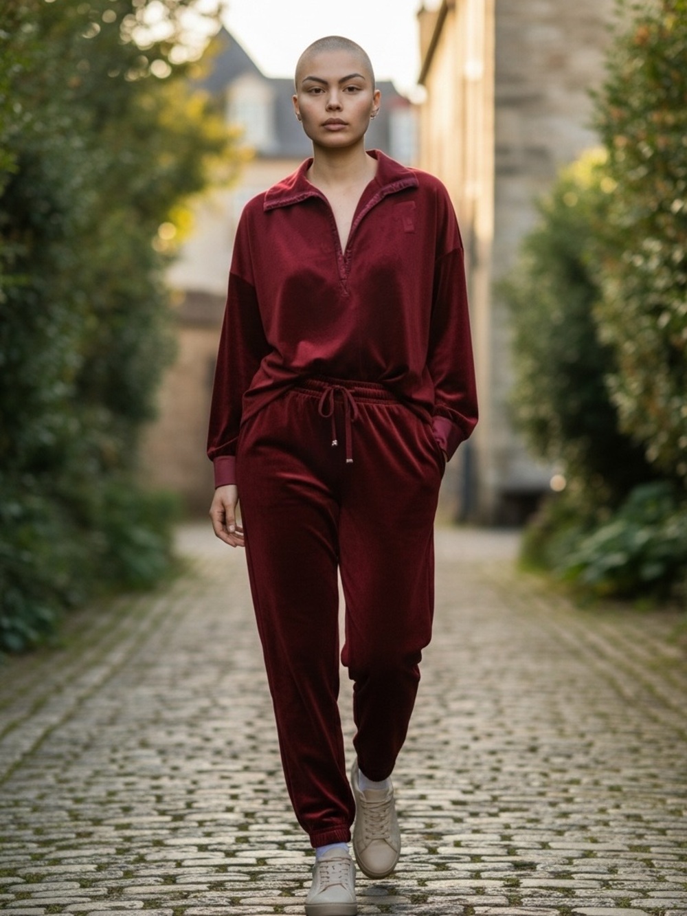 Y2K LIZ CLAIBORNE RASPBERRY VELOUR TRACKSUIT SET V-NECK TOP & JOGGER PANTS SZ M
